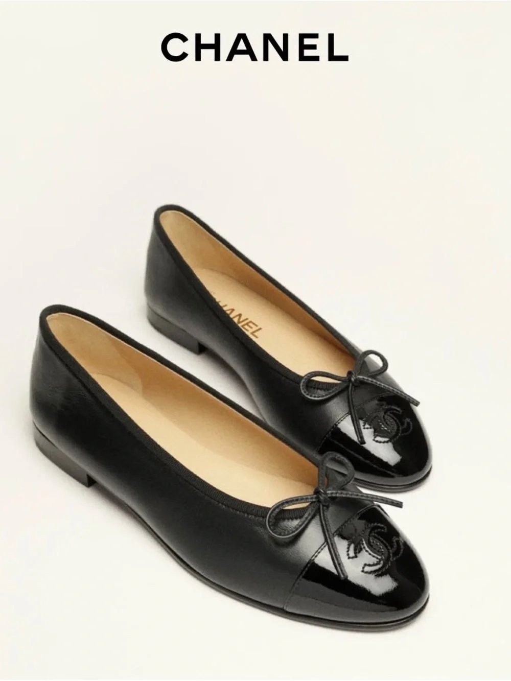 CHANEL Ballet Flats Lambskin & Patent Calfskin